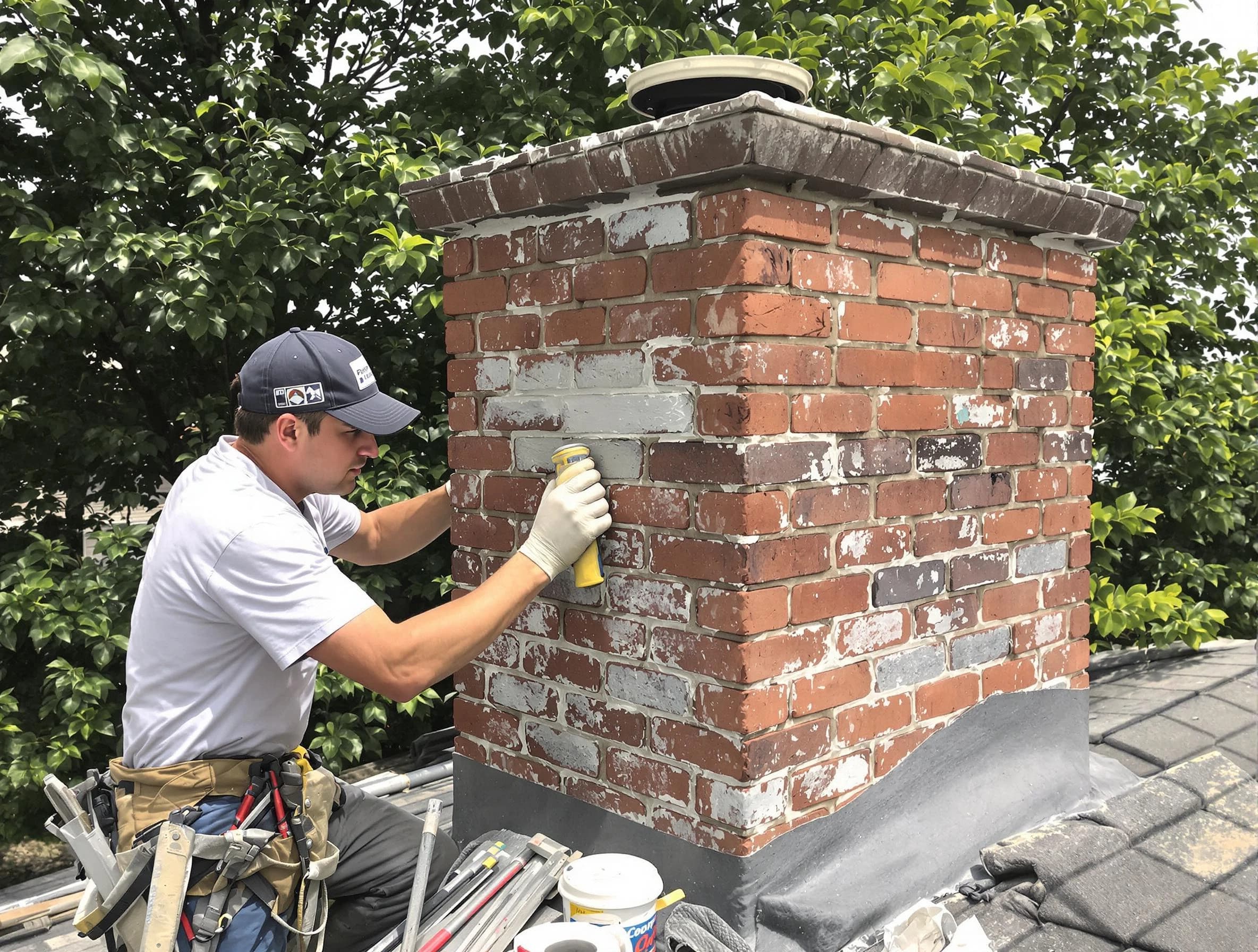 Heron Bay Chimney Sweep restoring an aging chimney in Heron Bay, GA