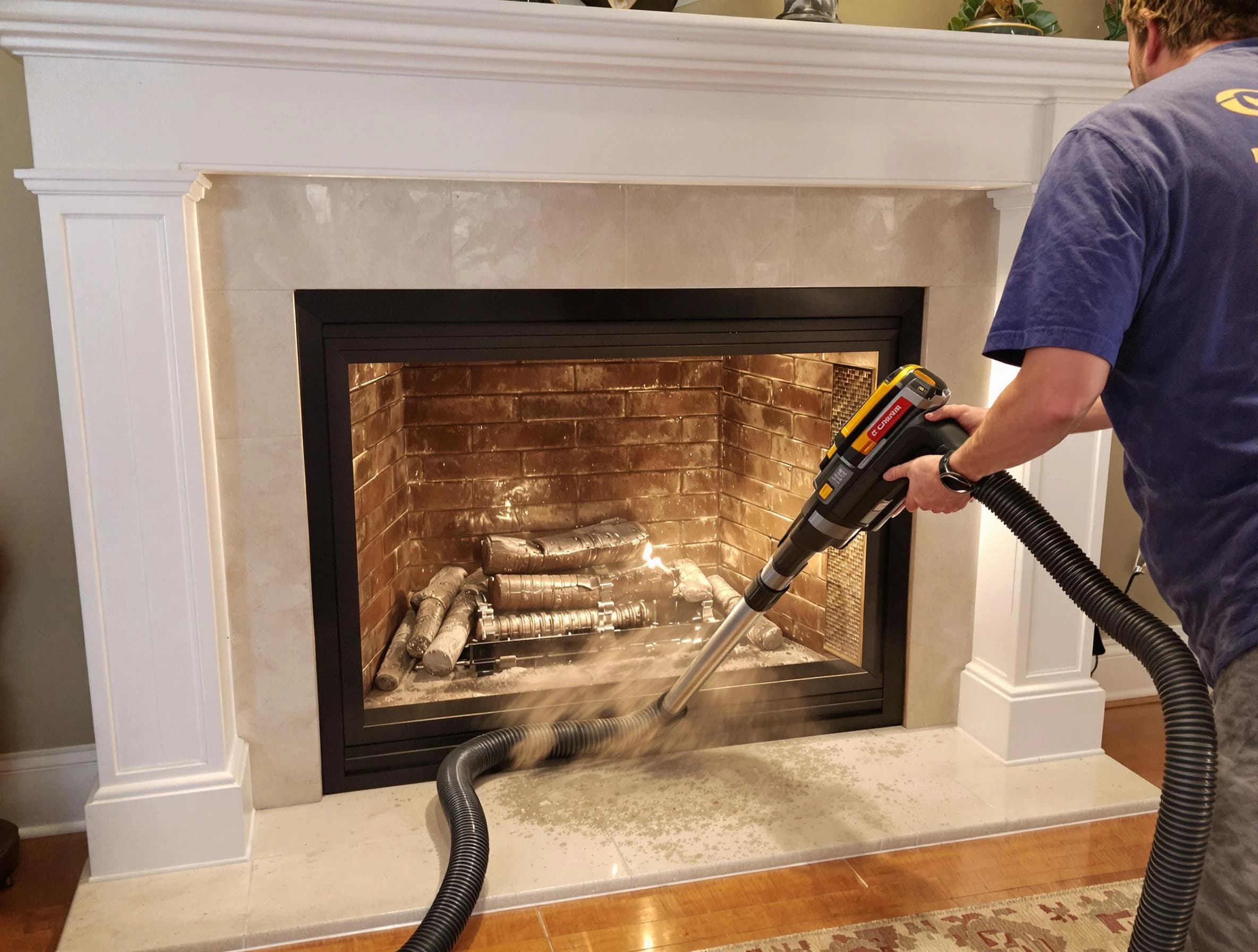 Fireplace cleaning performed by Heron Bay Chimney Sweep in Heron Bay, GA