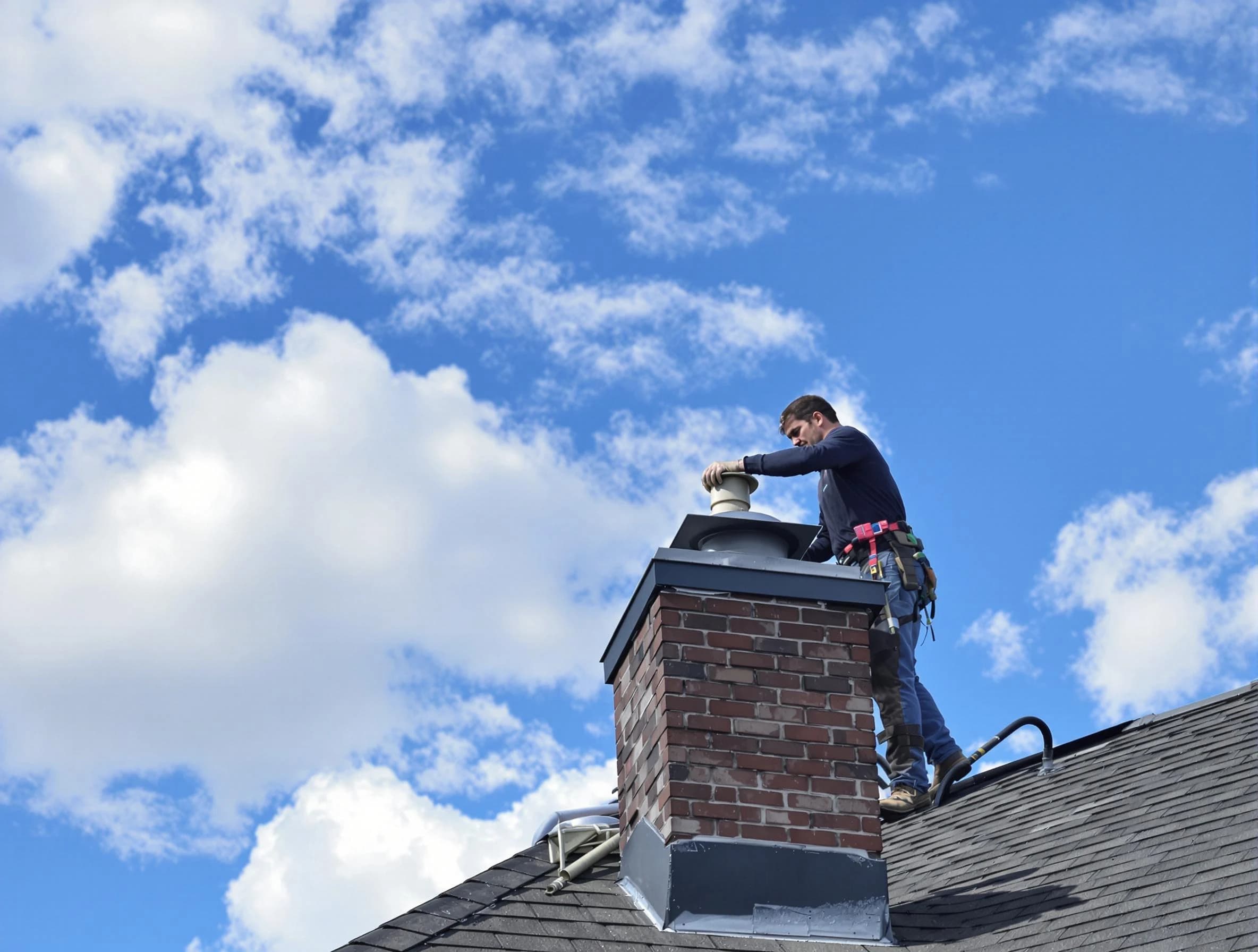 Heron Bay Chimney Sweep installing a sturdy chimney cap in Heron Bay, GA