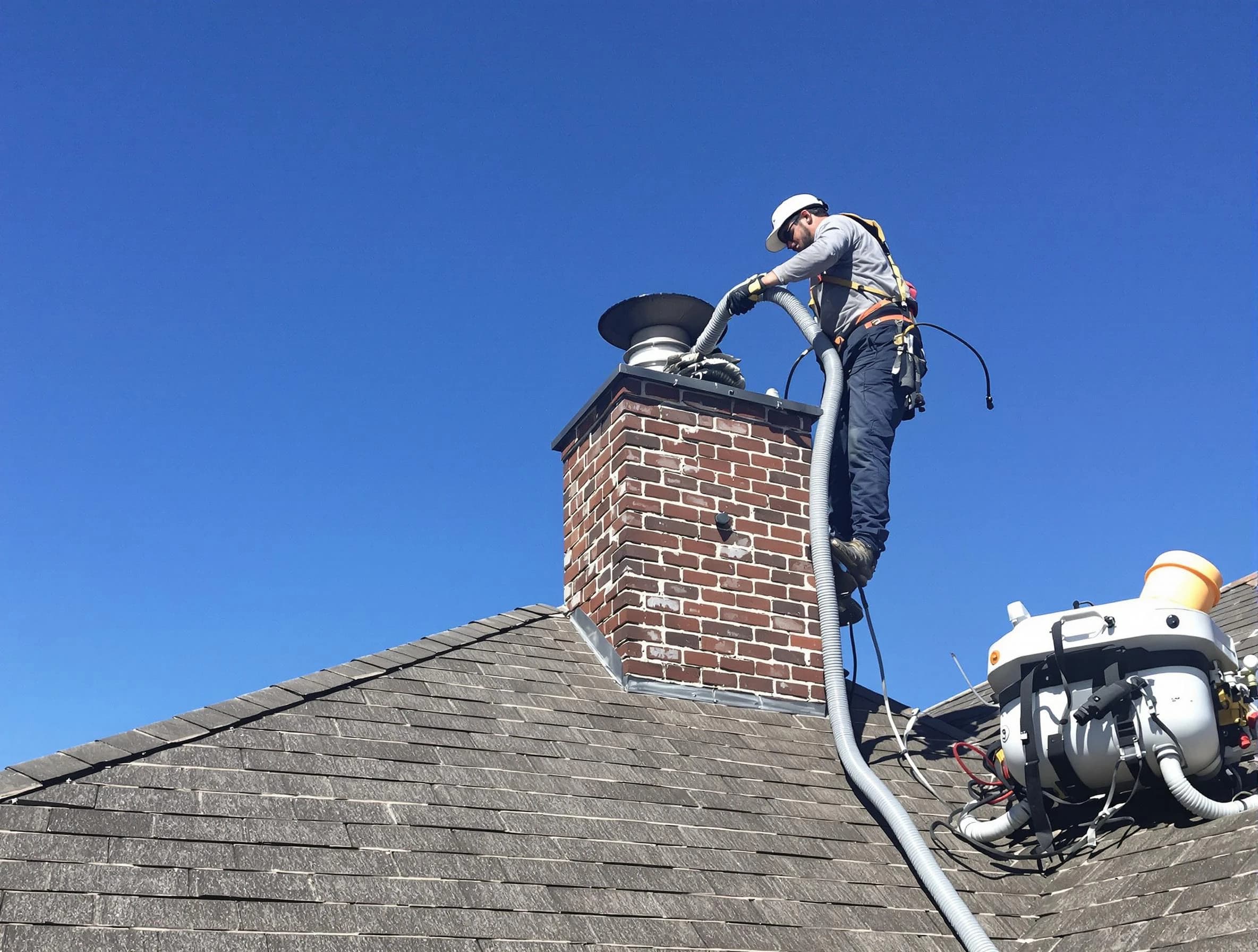 Dedicated Heron Bay Chimney Sweep team member cleaning a chimney in Heron Bay, GA