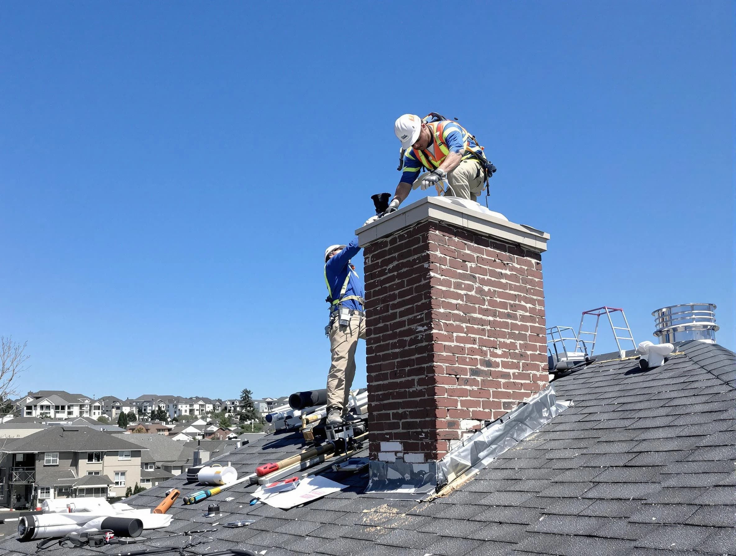 Heron Bay Chimney Sweep repairing a chimney crown in Heron Bay, GA