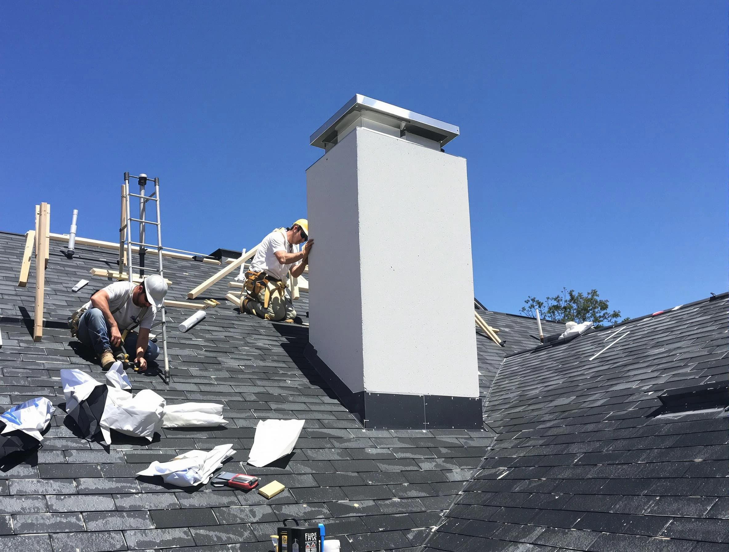 Heron Bay Chimney Sweep crew installing a new chimney in Heron Bay, GA