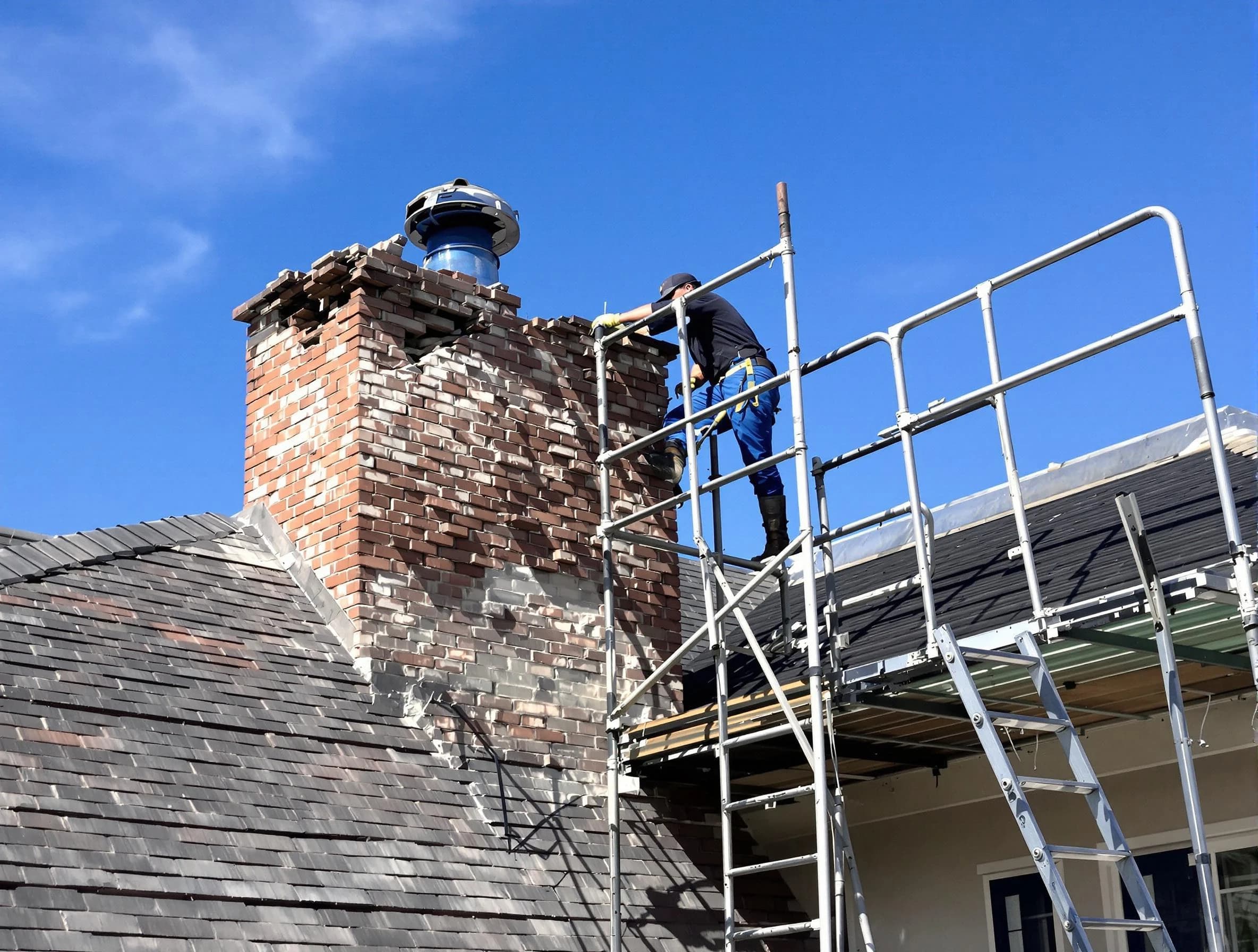 Rebuilding a chimney structure by Heron Bay Chimney Sweep in Heron Bay, GA