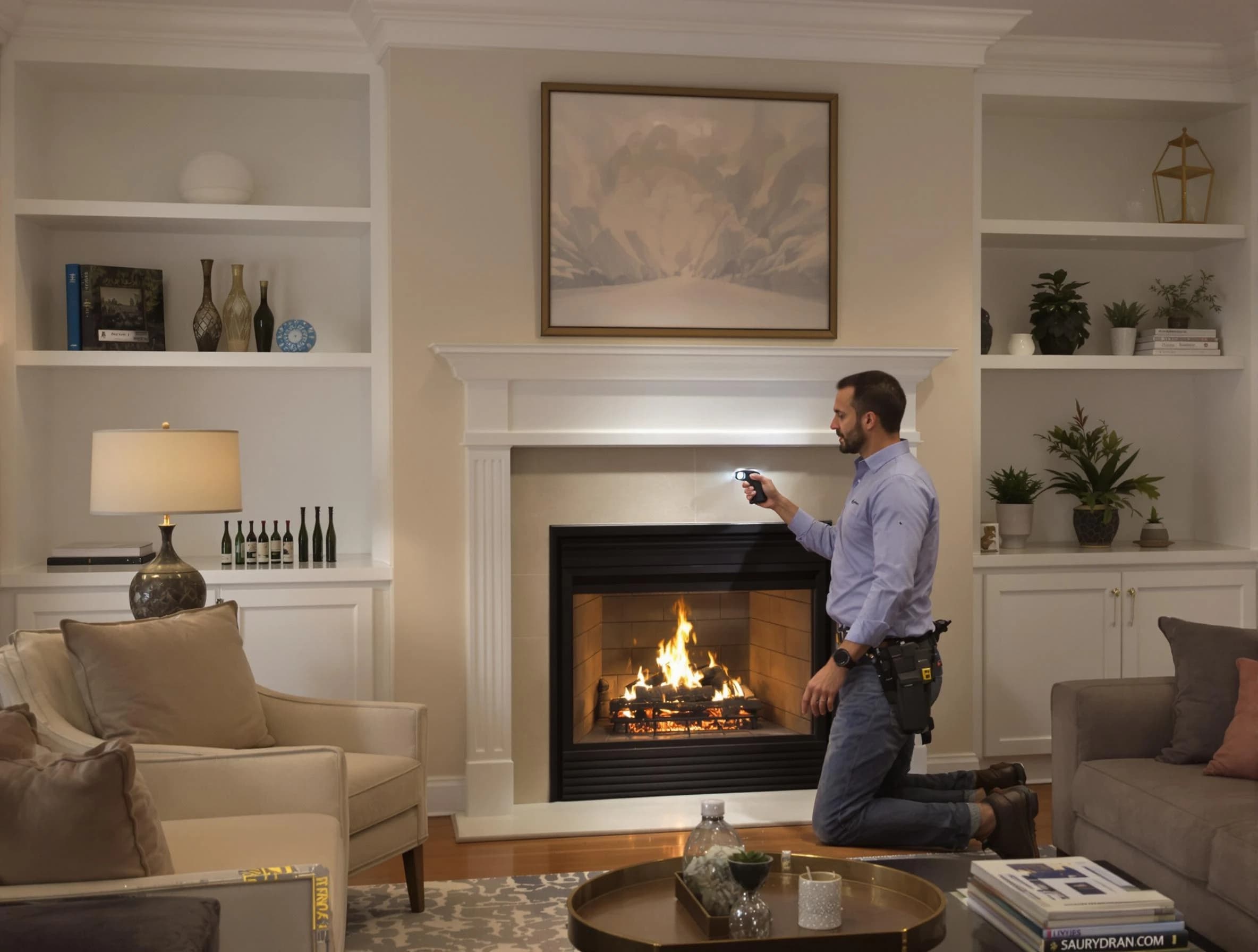 Heron Bay Chimney Sweep conducting a fireplace safety inspection in Heron Bay, GA